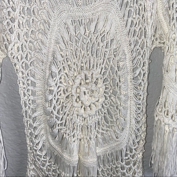 Vivid White knit Boho cover up - Picture 5 of 5